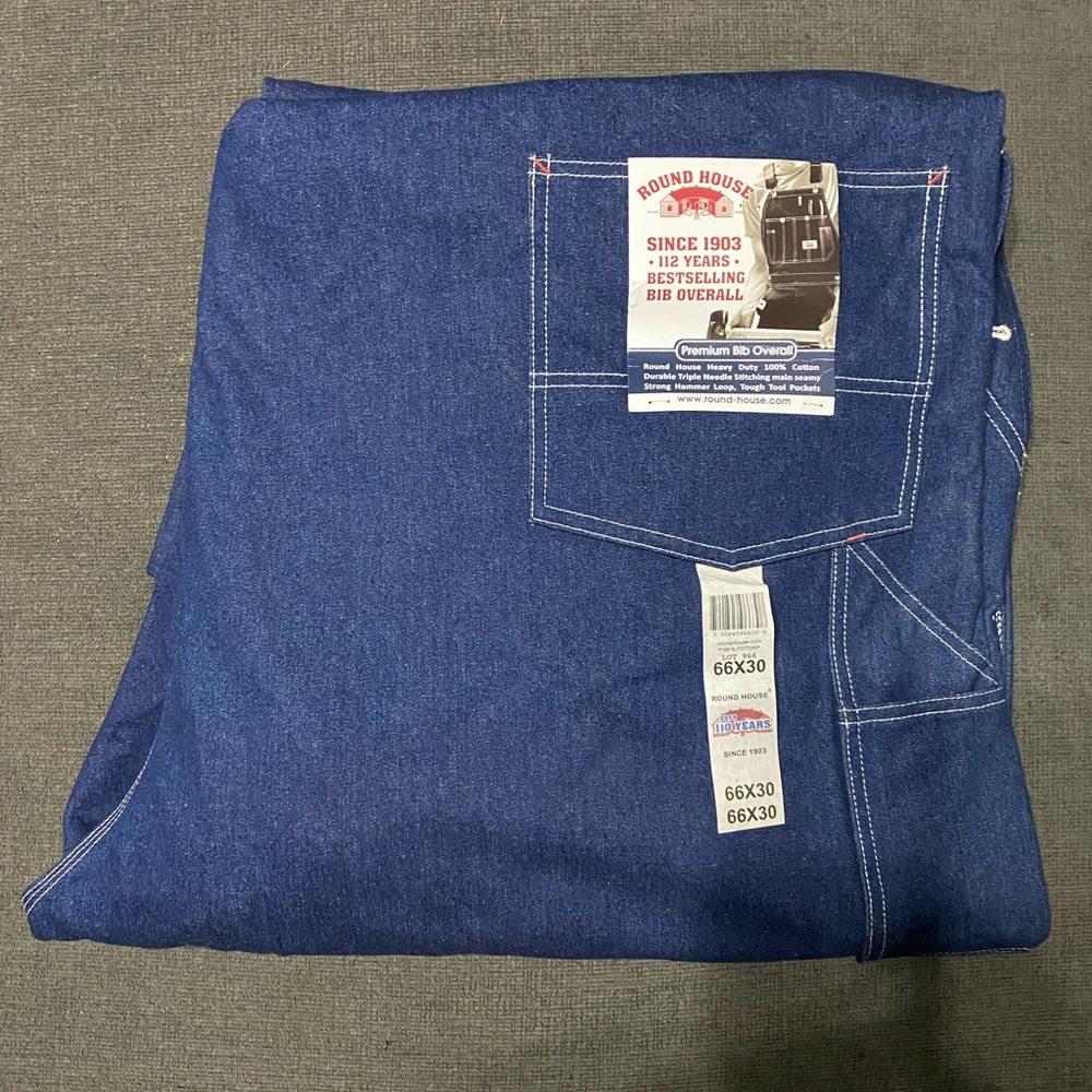 NWT Roundhouse Men's Blue Jean overall size 6XL